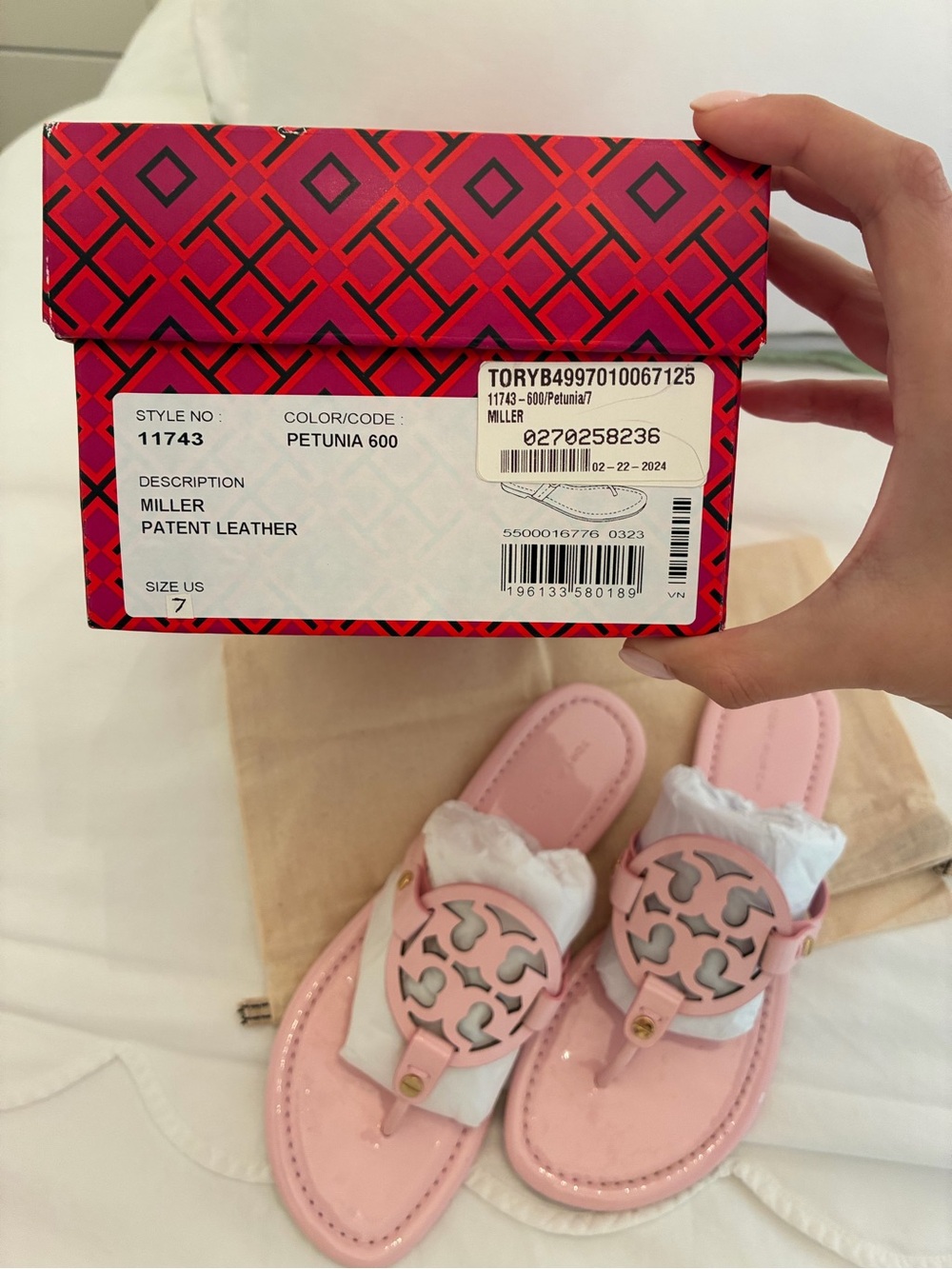Tory Burch Miller Sandals in Light Pink/petunia patent leather size 7 - Picture 2 of 5